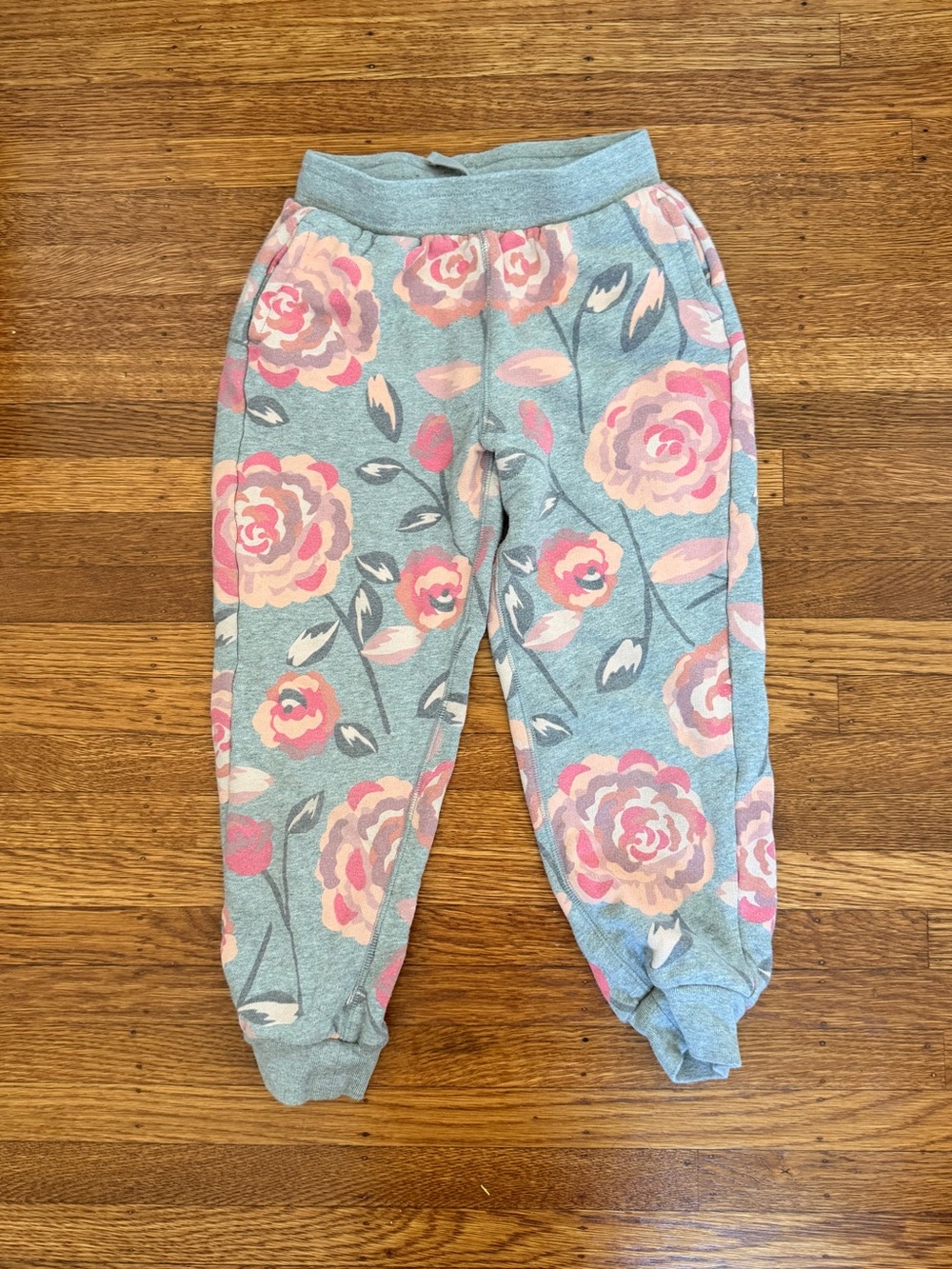 Tea Collection Gray Joggers with Pink Floral Print